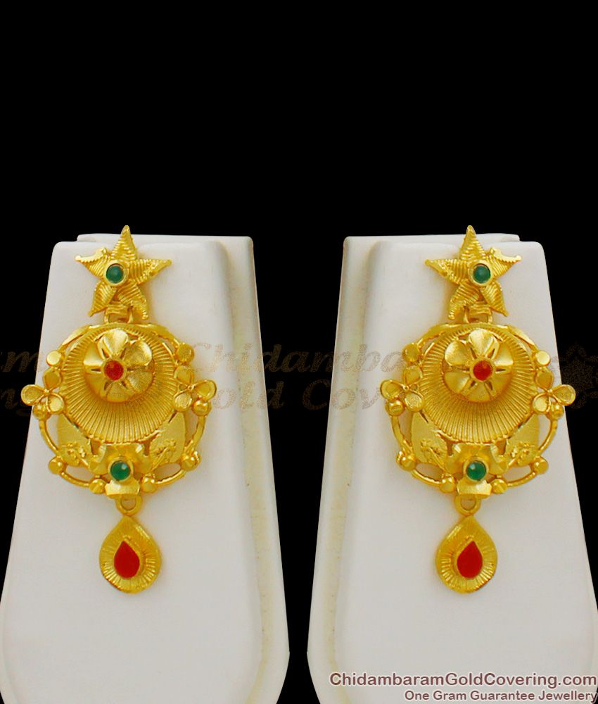 Grand Traditional Heavy Calcutta Design Gold Forming Bridal Haram With Earrings Set HR1352