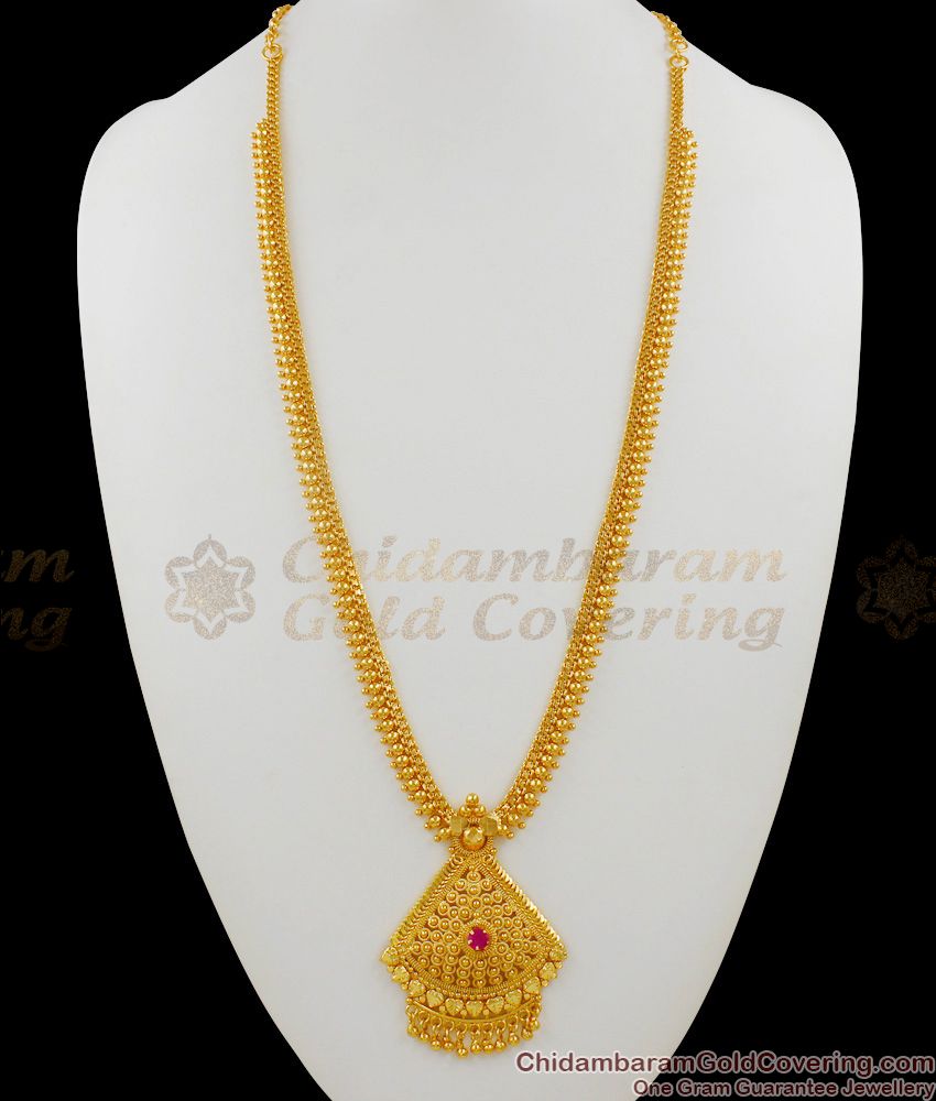 Traditional Gold Plated Long Haram Bridal Jewelry With Beads For Ladies HR1362