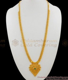 One Gram Gold Plated Heart Design Multi Color Stones Long Bridal Haaram Jewelry HR1363