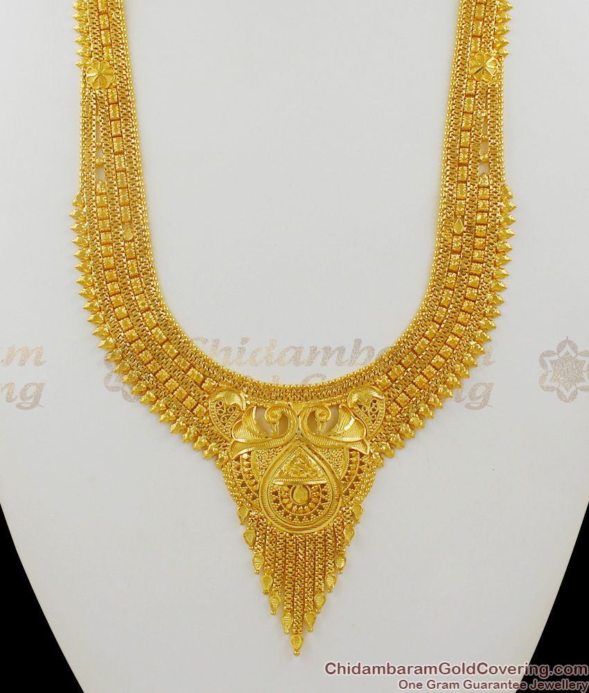 Peacock Design Forming Haram Traditional Gold Finish Jewelry Collections HR1369