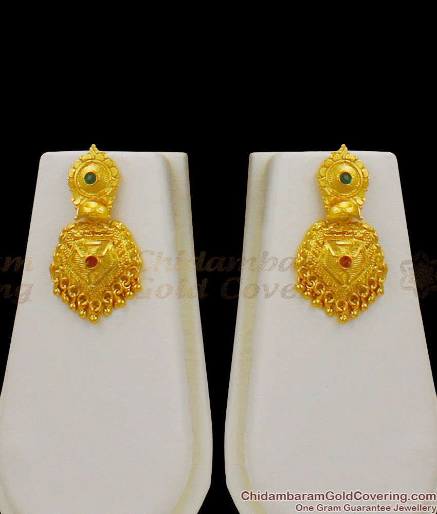 Attractive Traditional Dollar Design Gold Forming Long Haaram And Earring Set HR1389