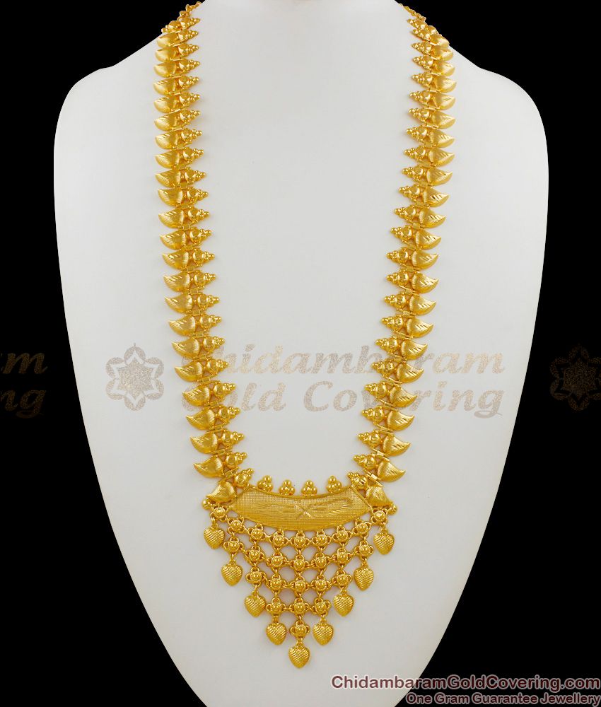 Attractive Kerala Bridal Model Gold Imitation Long Haram Bridal Wear Jewelry Collection HR1398