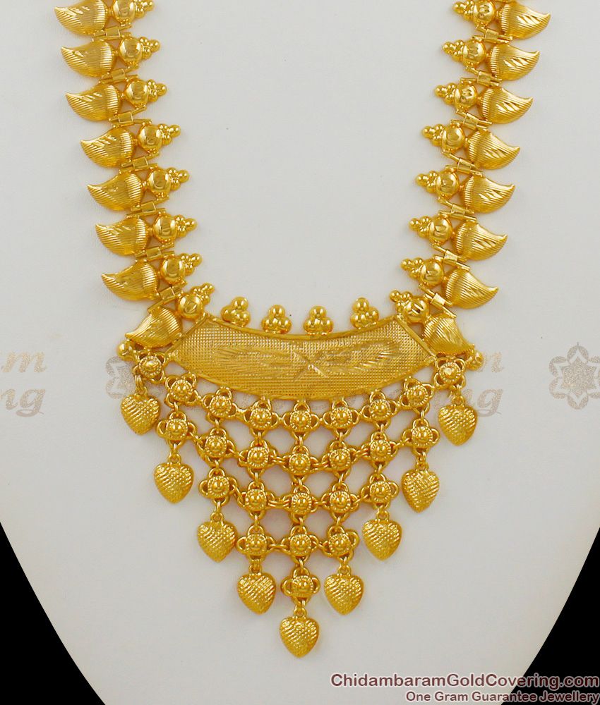 Attractive Kerala Bridal Model Gold Imitation Long Haram Bridal Wear Jewelry Collection HR1398