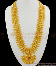 Glorious Mango Design Kerala Bridal Wear Three Line Heavy Gold Haram Malai HR1400
