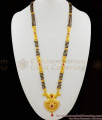 Forming Design Three Line Gold Black Bead Mangalsutra Long Thali Chain HR1408