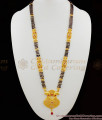 Forming Pattern Gold Plated Three Line Black Beads Mangalsutra Long Thali Chain HR1412