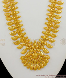 Traditional Mango Design Kerala Bridal Wear Two Line Heavy Gold Haram Malai HR1421 Traditional Mango Design Kerala Bridal Wear Two Line Heavy Gold Haram Malai HR1421