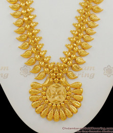 Traditional Mango Design Kerala Bridal Wear Two Line Heavy Gold Haram Malai HR1424 Traditional Mango Design Kerala Bridal Wear Two Line Heavy Gold Haram Malai HR1424