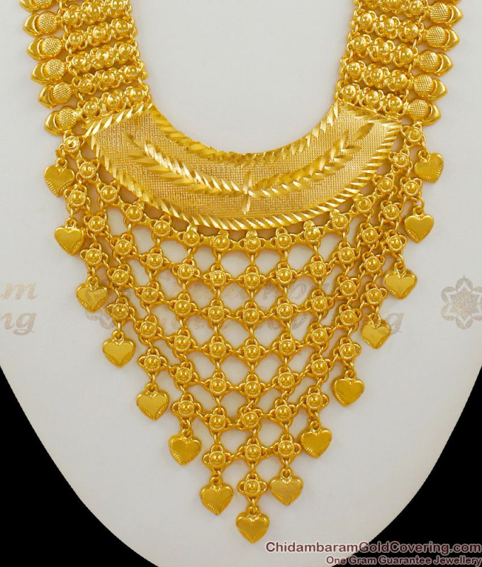 Long Kasu Malai, Ruby Stone Gold Plated Aaram, American Diamond Aaram