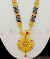 Forming Gold Pattern Four Line Mango Design Black Beads Mangalsutra Thali Chain HR1432
