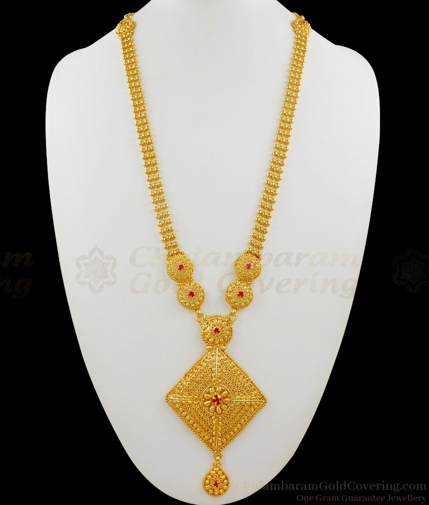 Trendy Fantastic Gold Plated Long Haram Bridal Jewelry With Beads For Ladies HR1462