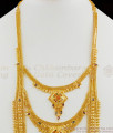 MultiLine Forming Haram Necklace Combo Set with Earrings Real Gold Design Bridal Jewelry HR1469