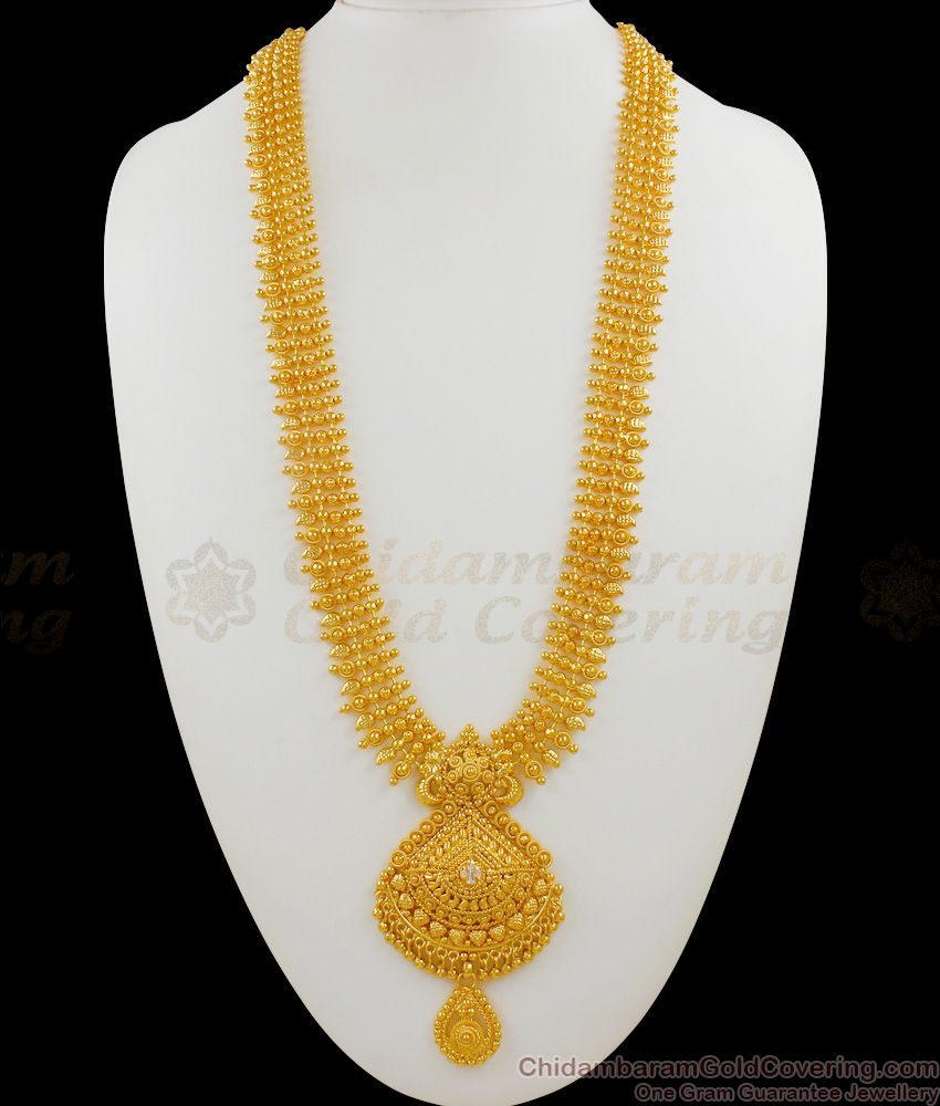 Traditional Kerala Trendy Pattern Gold Dollar With Ruby Stone Bridal Haaram Collection HR1472 Traditional Kerala Trendy Pattern Gold Dollar With Ruby Stone Bridal Haaram Collection HR1472