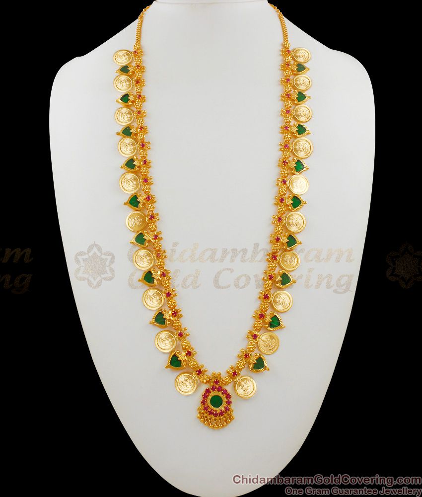 Long Palakkamala With Ruby Stones And Lakshmi Kasu Malai Haram Latest Arrivals HR1485 