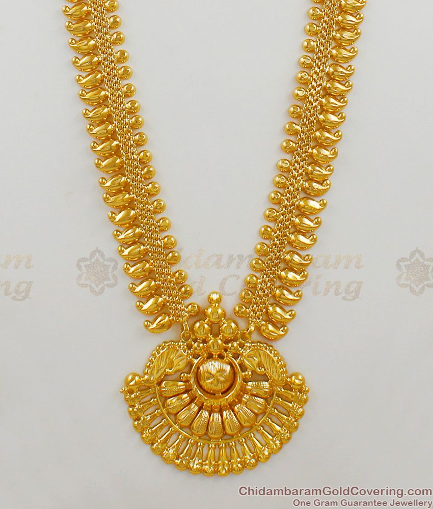 Ethnic Kerala Gold Imitation Bridal Haram Jewelry Small Mango Leaf Model HR1494