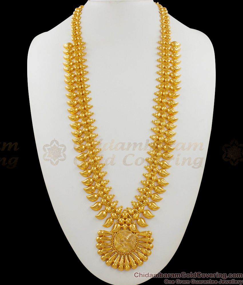 Occasional Wear Gold Tone Mango Design Traditional Haram Ornament For Ladies HR1498