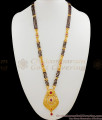 Classic Ruby Stone Gold Pendant Black Beaded Long Chian Haaram For Married Women HR1505