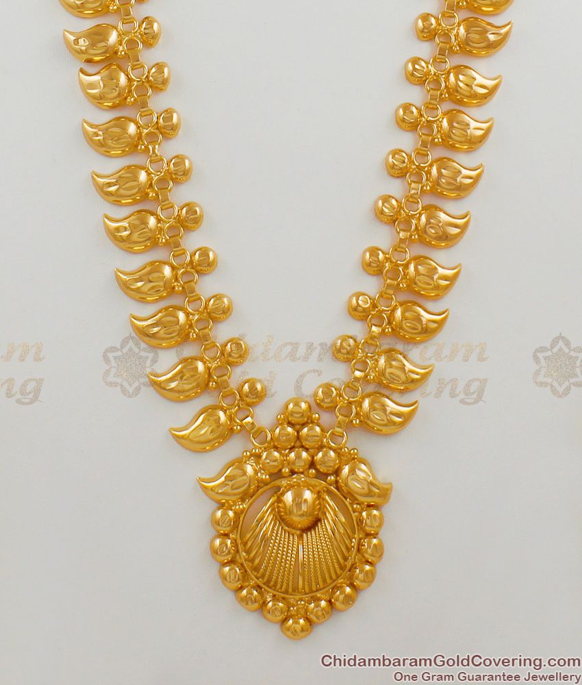 Special Mango Design Kerala Bridal Wear Heavy Gold Haram Jewellery Online HR1508