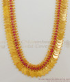 Latest One Gram Gold Plated Kasu Malai Haaram With Ruby Stones Design Jewelry HR1509