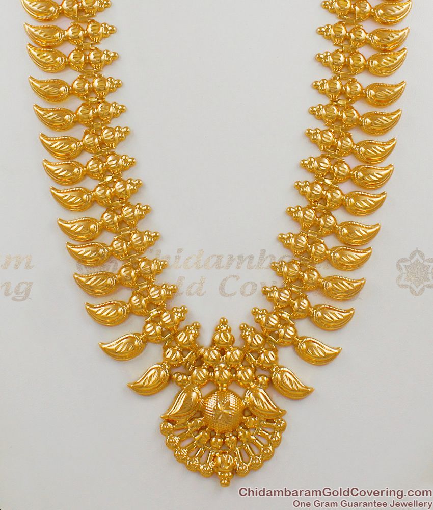 Creative Mango Design Kerala Bridal Wear Gold Imitation Haram Malai HR1511