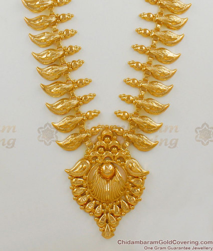 Trendy Fashion Mango Pattern Kerala Gold Bridal Wear Imitation Haram Jewel HR1514