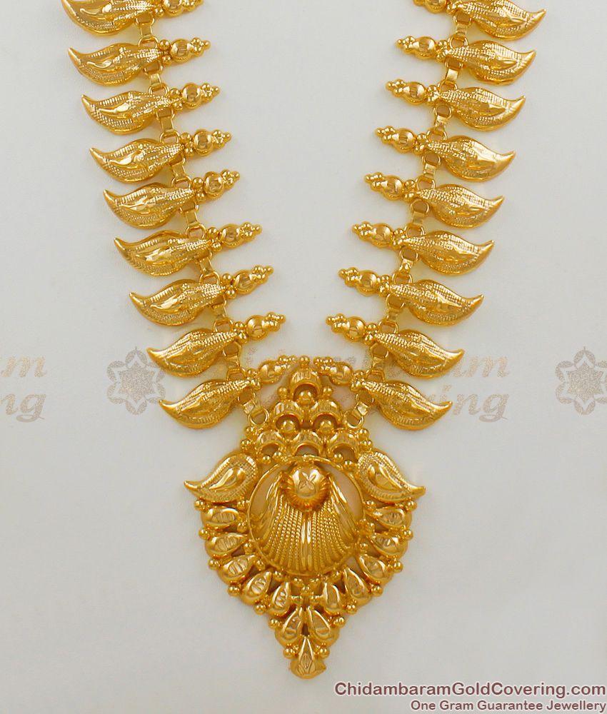 Trendy Fashion Mango Pattern Kerala Gold Bridal Wear Imitation Haram Jewel HR1514