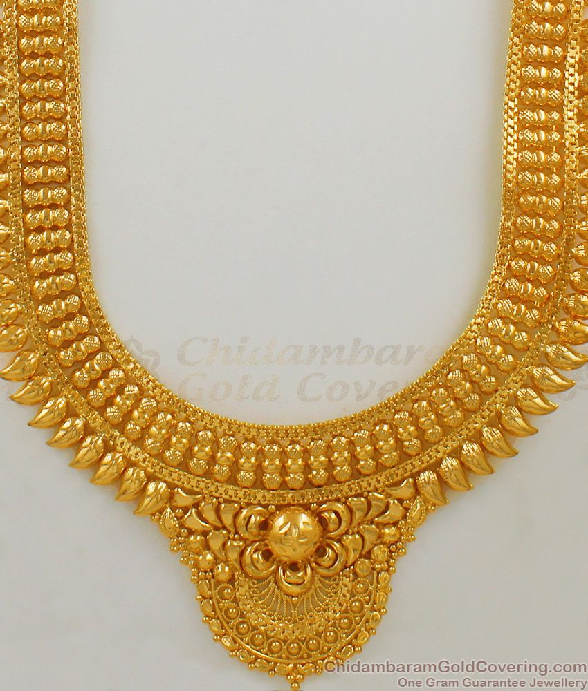 Kerala Traditional Mango Model Gold Imitation Haram Collections For Marriage Use HR1520