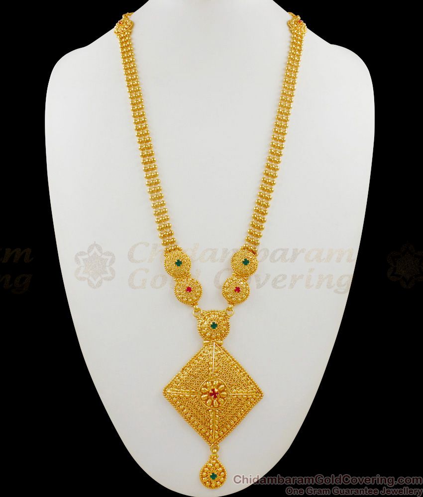 Trendy Fantastic Gold Plated Long Haram Bridal Jewelry With Beads For Ladies HR1526
