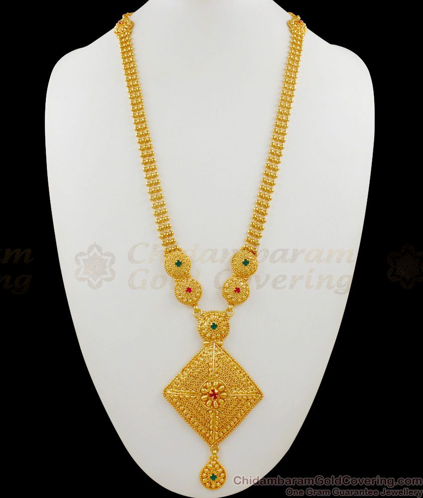 Trendy Fantastic Gold Plated Long Haram Bridal Jewelry With Beads For Ladies HR1526 Trendy Fantastic Gold Plated Long Haram Bridal Jewelry With Beads For Ladies HR1526