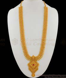 Fantastic Kerala Gold Design Long Haram Bridal Jewelry With AD Stone And Beads HR1528