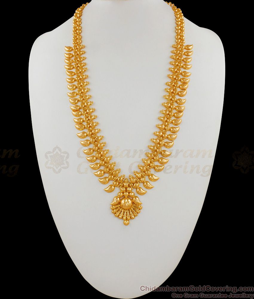 Short Haaram Light Weight Mango Design Gold Tone Kerala Bridal Jewellery HR1529