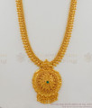 Gold Beads Chain Fashion Real Gold Bridal Haram With Emerald Stone Jewelry HR1532