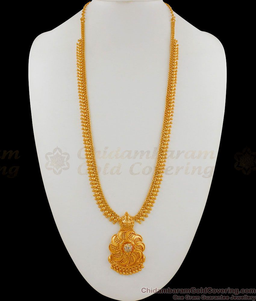 New Arrivals Real Gold Bridal Haram With White Stone Jewelry HR1535