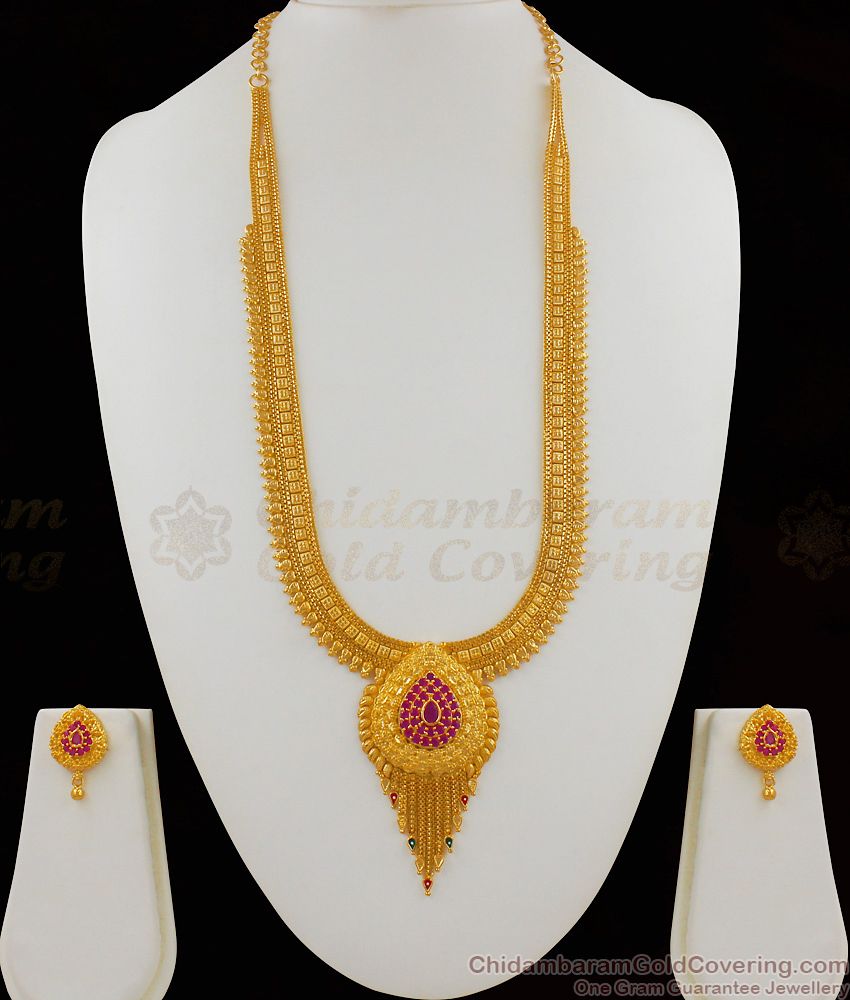 Trendy Fashion Long Haram Forming Gold Bridal Jewelry Collections HR1543