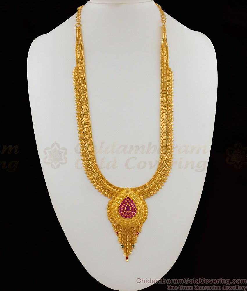 Trendy Fashion Long Haram Forming Gold Bridal Jewelry Collections HR1543