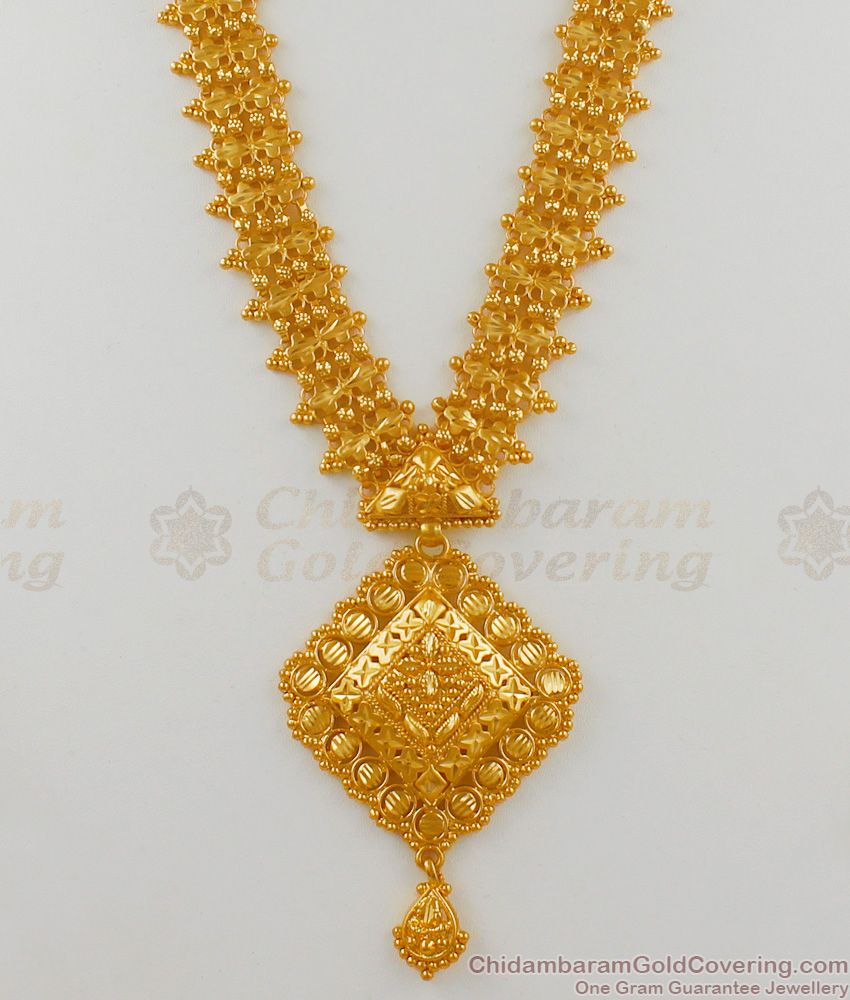 One Gram Gold Design Haram with Earrings  Kerala Bridal Collection HR1546