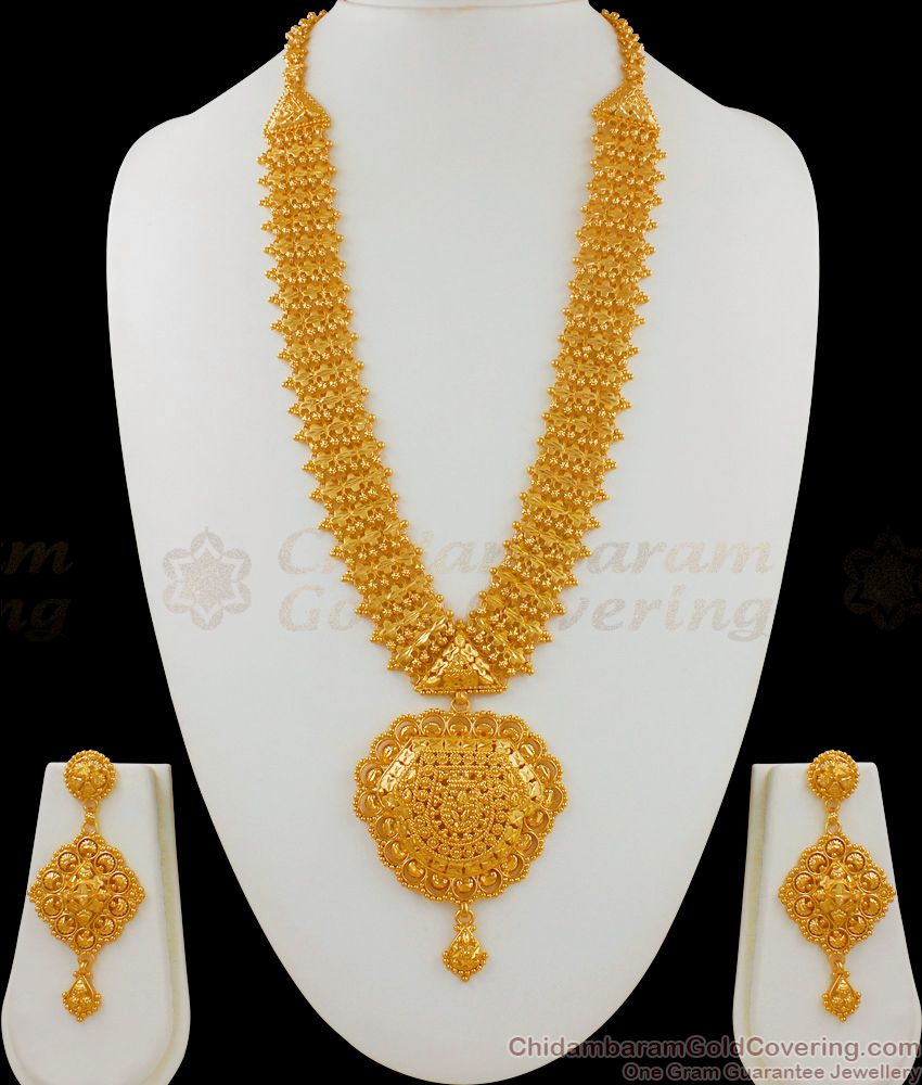 Iconic Gold Design Haram with Earrings  Kerala Bridal Collection HR1547