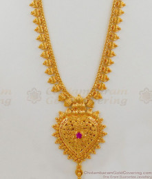 Light Weight One Gram Gold Bridal Haram With Ruby Stone Jewelry HR1554