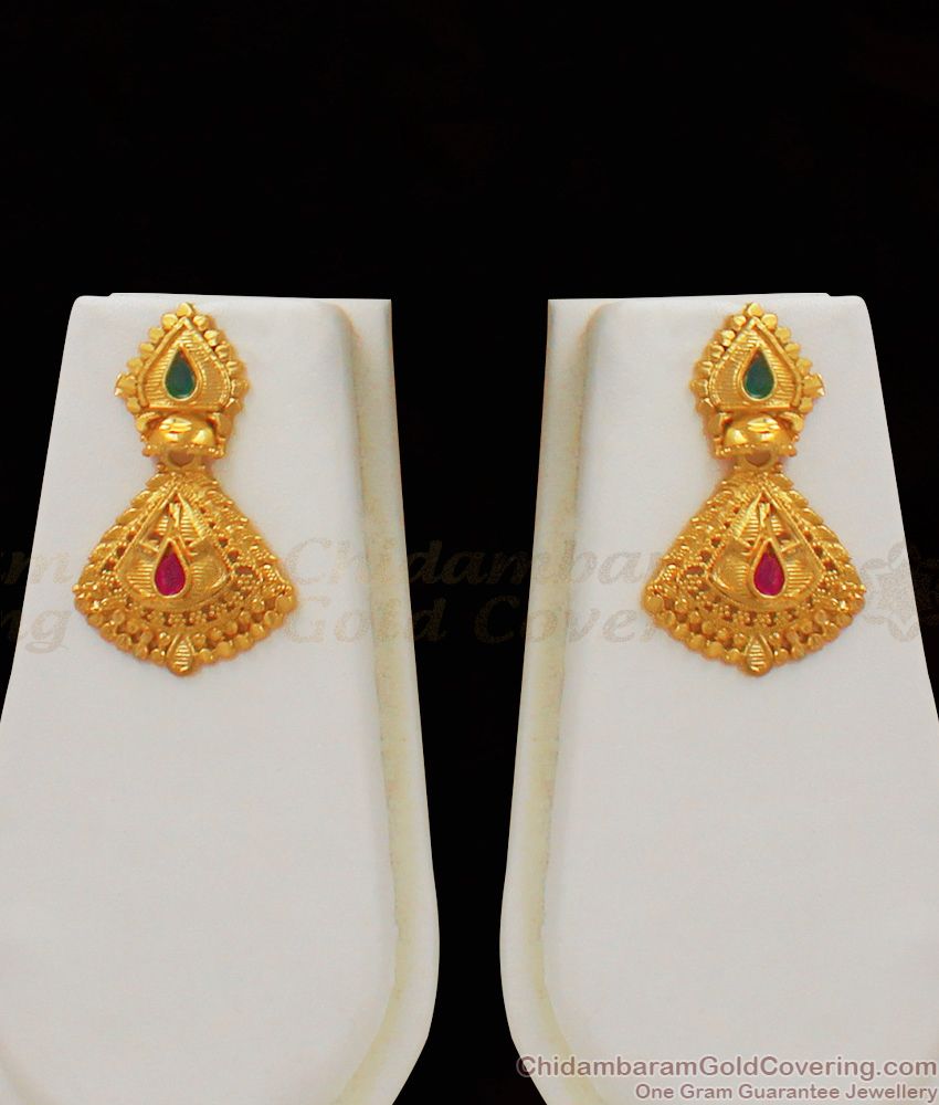 Attractive Trendy Dollar Design Gold Forming Long Haaram Earring Set HR1557