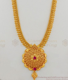 Gold Beaded Chain Ruby Stone One Gram Gold Regular Haram Jewelry HR1564 Gold Beaded Chain Ruby Stone One Gram Gold Regular Haram Jewelry HR1564