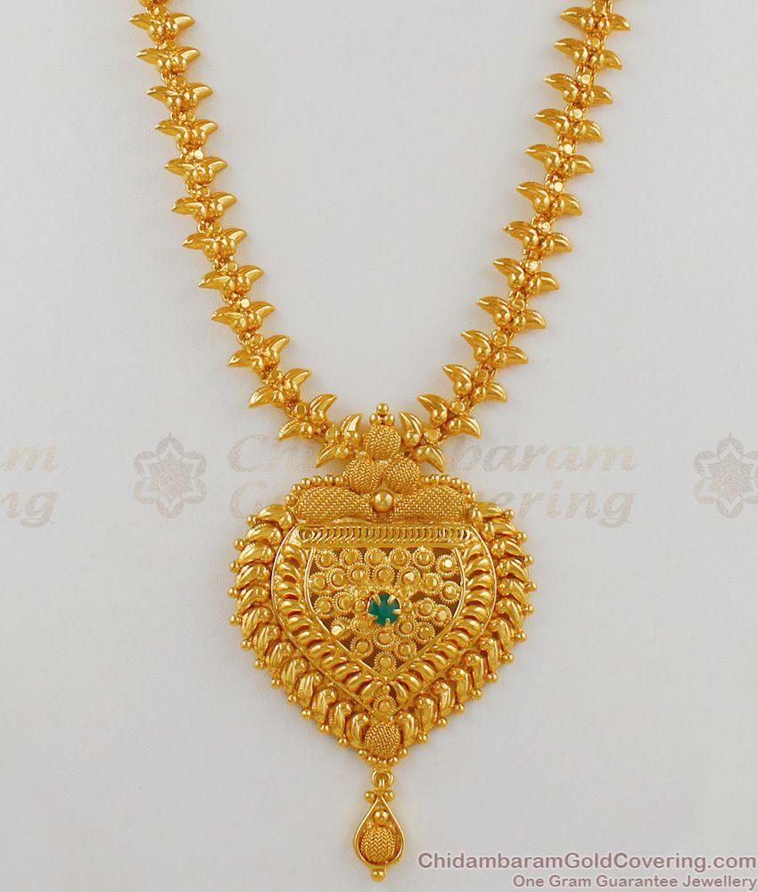 Kerala Traditional Mullaipoo Pattern Big Dollar Bridal Haram Necklace Collection HR1567