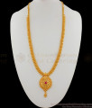 Gold Beaded Chain Ruby Stone One Gram Gold Regular Haram Jewelry HR1579