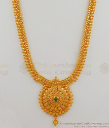 Light Weight Kerala Model Emerald Stone Gold Net Pattern Regular Haram HR1581 Light Weight Kerala Model Emerald Stone Gold Net Pattern Regular Haram HR1581
