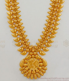 Mango Design Plain Gold Grand Traditional Haram Jewelry For Marriage HR1590