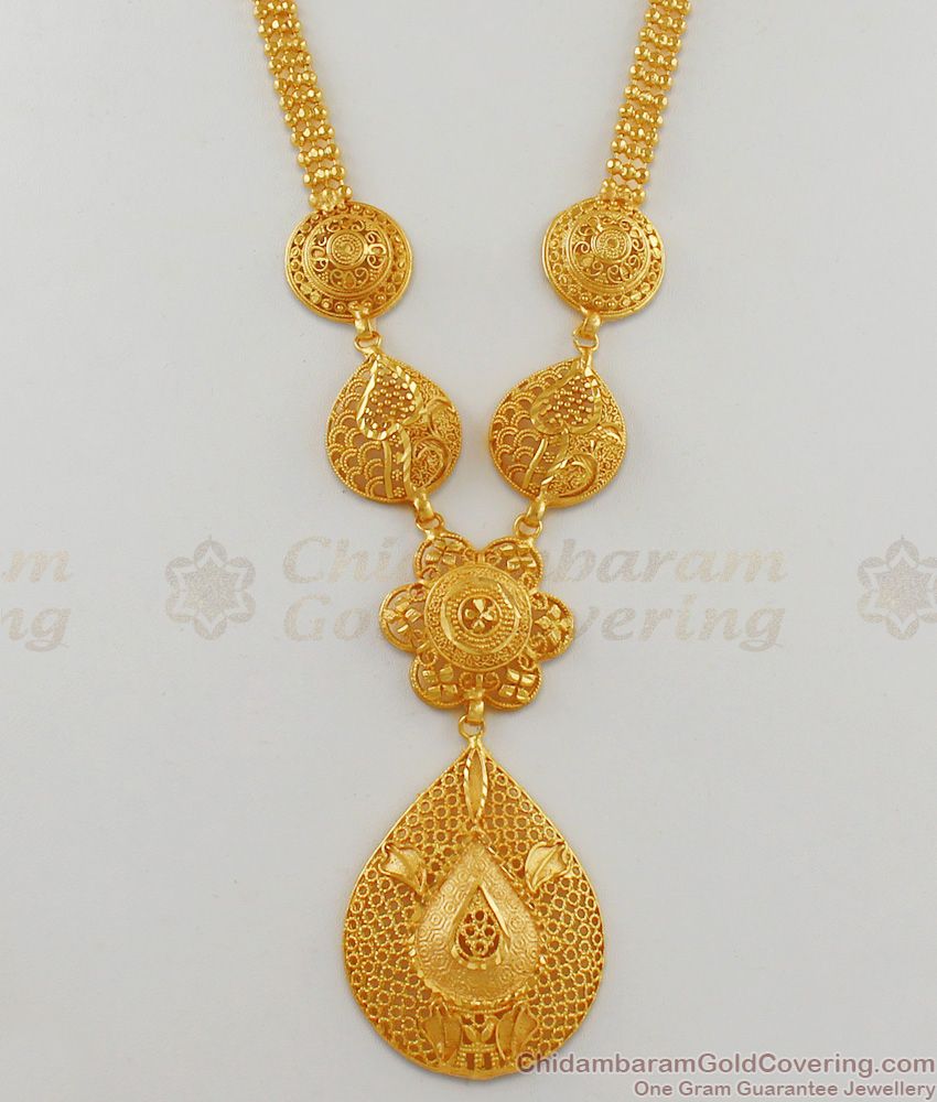 Light Weight Gold Haram Collections Secondary Necklace Design HR1606