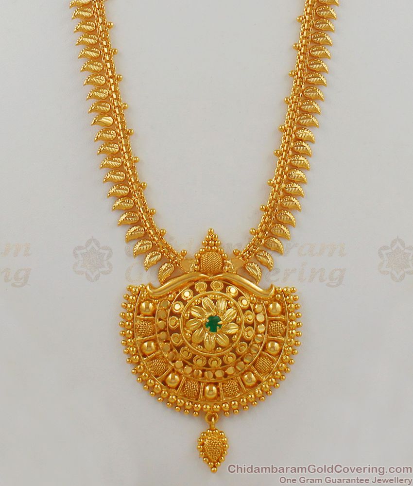 Simple Kerala Wedding Flower Haram One Gram Gold Jewelry HR1611