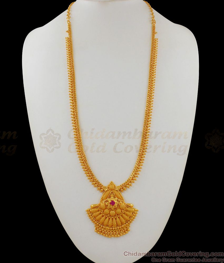 Latest Gold Haram Design Single Ruby Stone Imitation Jewelry HR1617