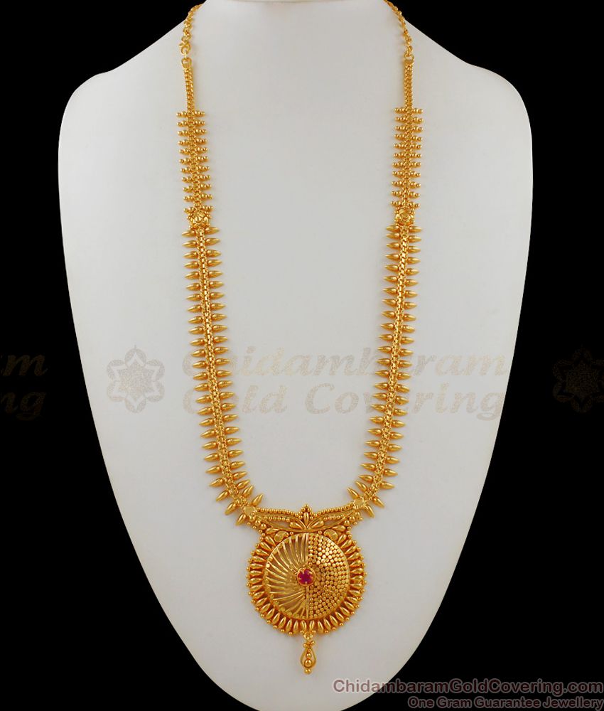 Kerala Design Marriage Haram One Gram Gold Plated Long Malai HR1618