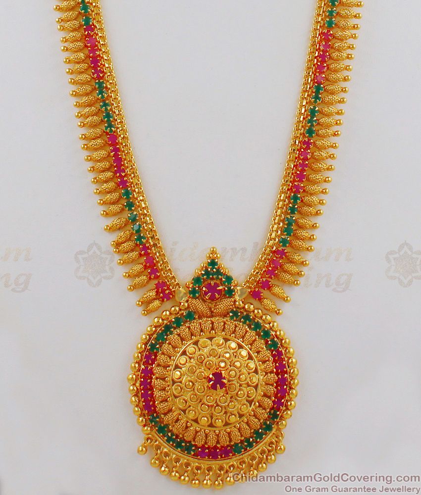 Grand Multi Colour Stone Long Necklace With Earring Combo Set HR1636