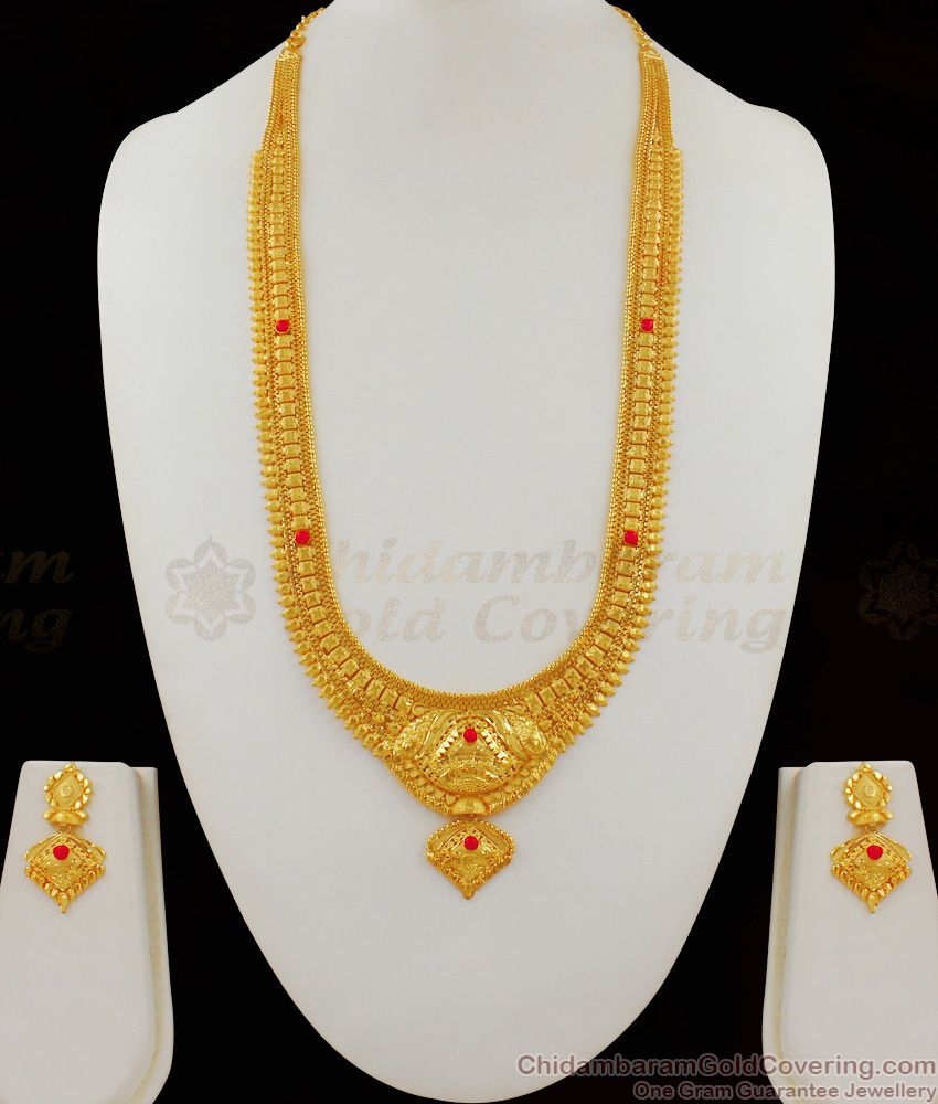 Karnataka Coral Haaram New Arrival Forming Pattern With Earring Combo Set HR1642
